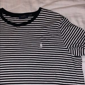 black & white striped polo tee